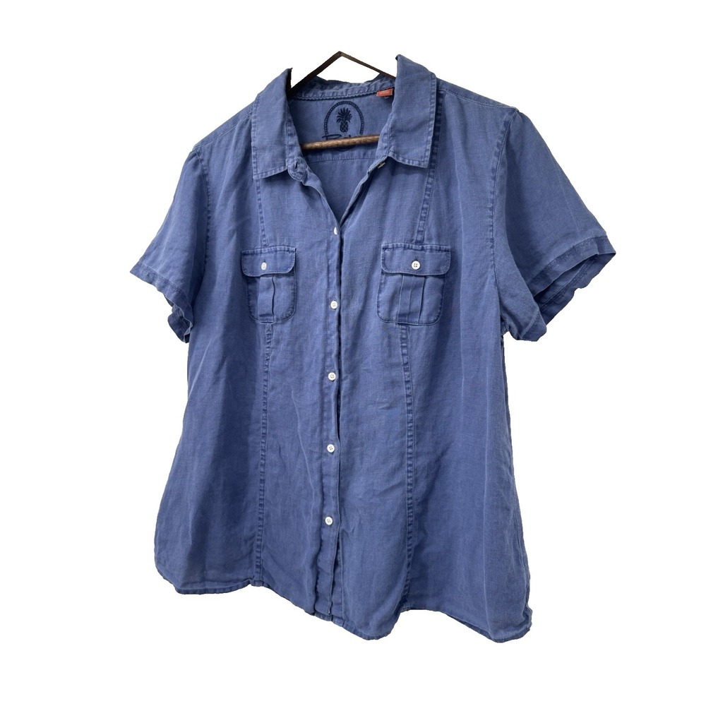 Tommy Bahama Relax Linen Short Sleeve Button Down XL coastal beachy boho resort